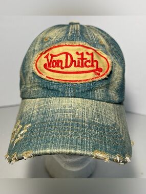 Vintage Von Dutch Leather Strap Distressed Hat Designer Streetwear Luxury Casual